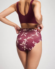 Tummy High-Leg Brief Panty with Lace - LUXURIOUS LEAVES M PLUM | Soma Online
