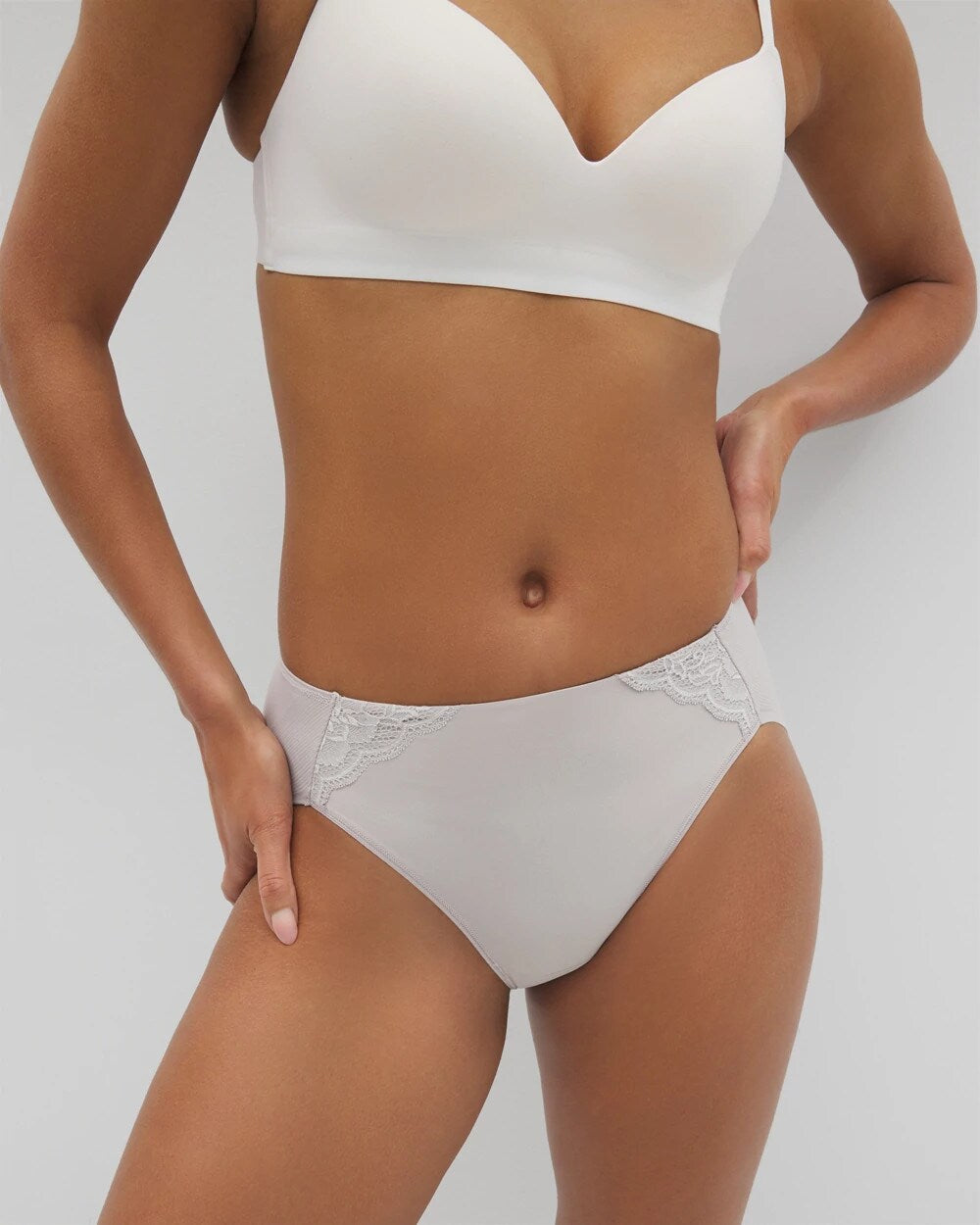 Tummy High-Leg Brief Panty with Lace - GRAY GLASS | Soma sale