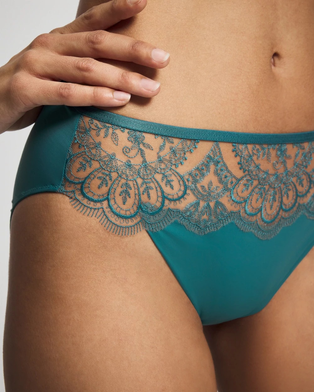 Tattoo Lace Embroidered High Leg Panty - CERULEAN TEAL | Soma outlet