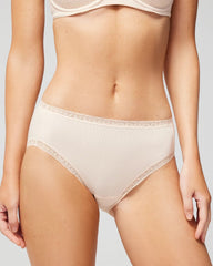 Cotton High-Leg Brief Panty with Lace Trim - PALE SAND | Soma for sale