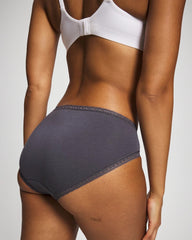 Cotton High-Leg Brief Panty with Lace Trim - GRAY INK | Soma sale