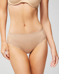 Cotton High-Leg Brief Panty with Lace Trim - WARM AMBER | Soma Online