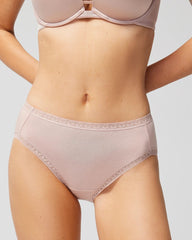 Cotton High-Leg Brief Panty with Lace Trim - ADOBE ROSE | Soma outlet