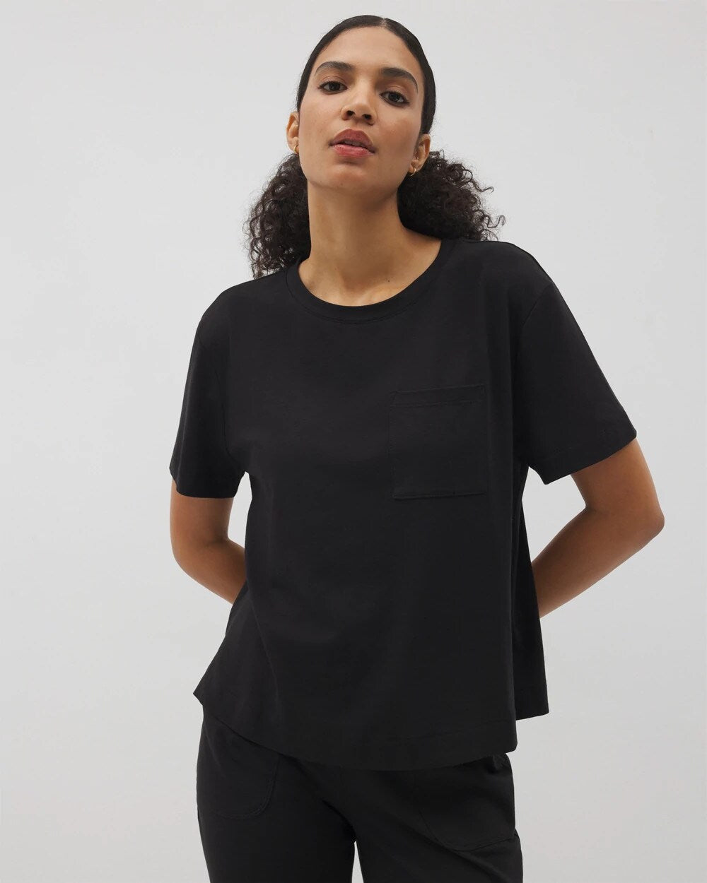 Short-Sleeve Pocket Pajama Tee - BLACK | Soma on sale