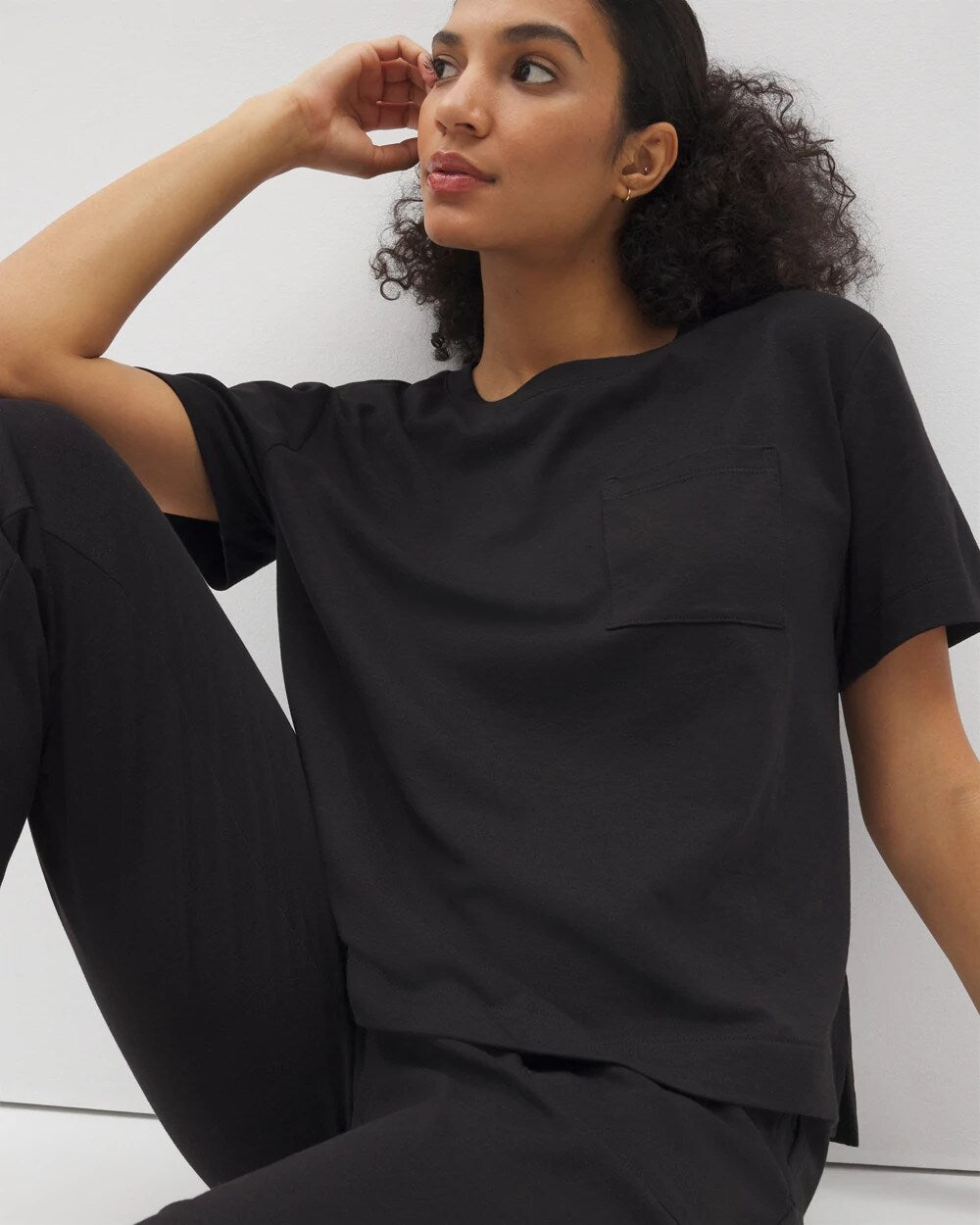 Short-Sleeve Pocket Pajama Tee - BLACK | Soma on sale