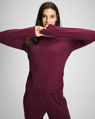 Ruched Long Sleeve Pajama Tee - VELVET PLUM | Soma Online