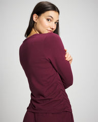 Ruched Long Sleeve Pajama Tee - VELVET PLUM | Soma Online