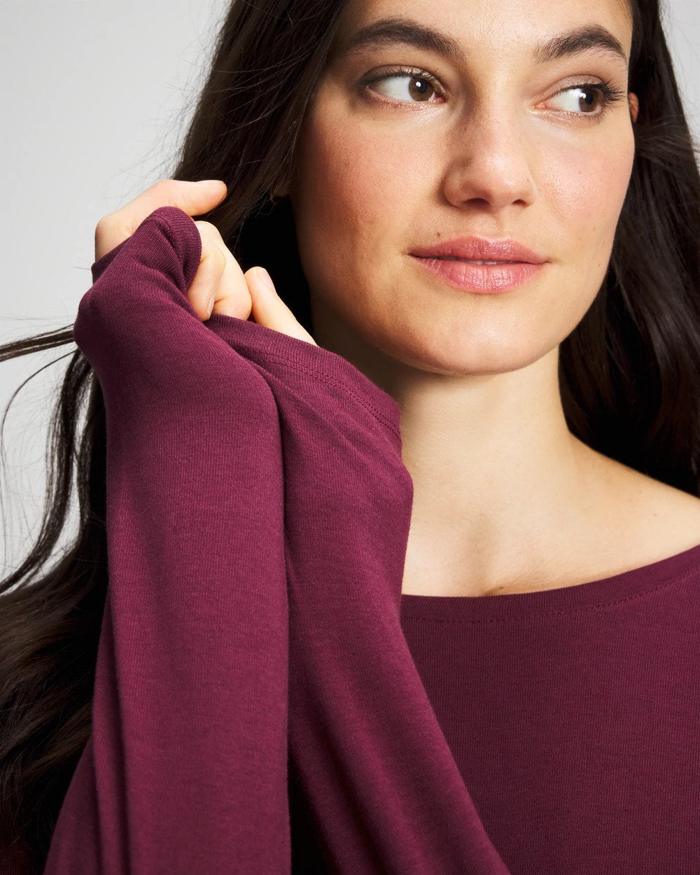 Ruched Long Sleeve Pajama Tee - VELVET PLUM | Soma Online