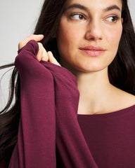 Ruched Long Sleeve Pajama Tee - VELVET PLUM | Soma Online