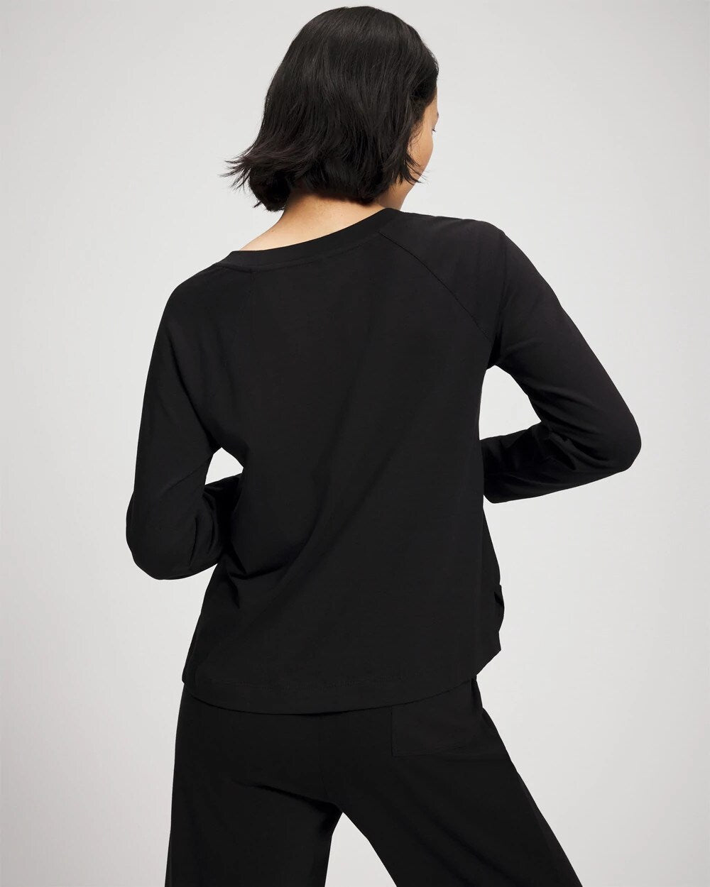 Most Loved Cotton Long Sleeve Pajama Tee - BLACK | Soma Online