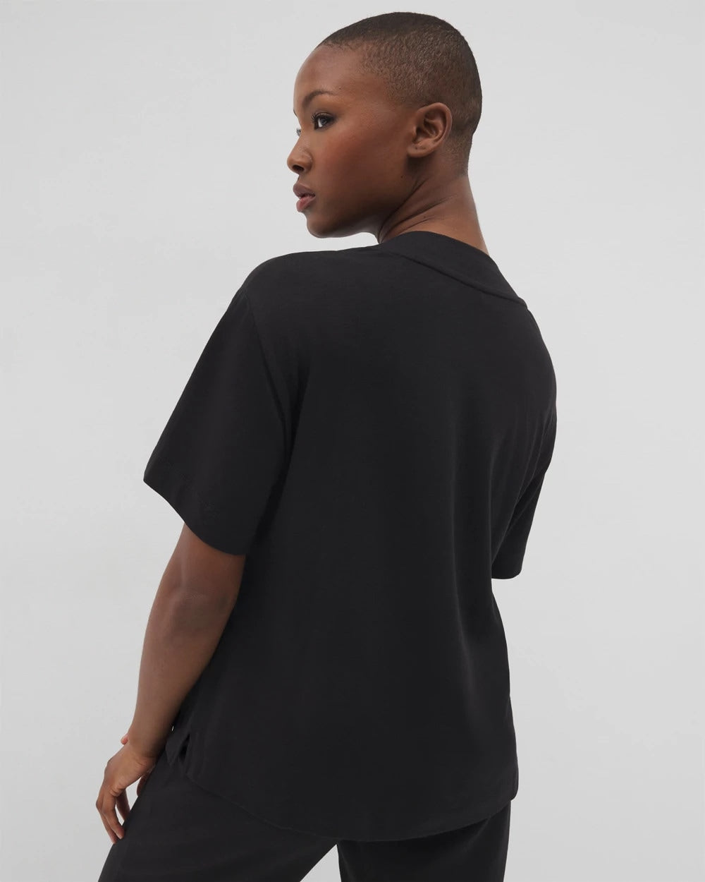 Button-Front Pajama Tee - BLACK | Soma near me