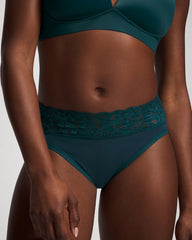 Embraceable High-Leg Brief Panty with Super Soft Signature Lace - DEEP TEAL W/ DTM FOIL | Soma for sale