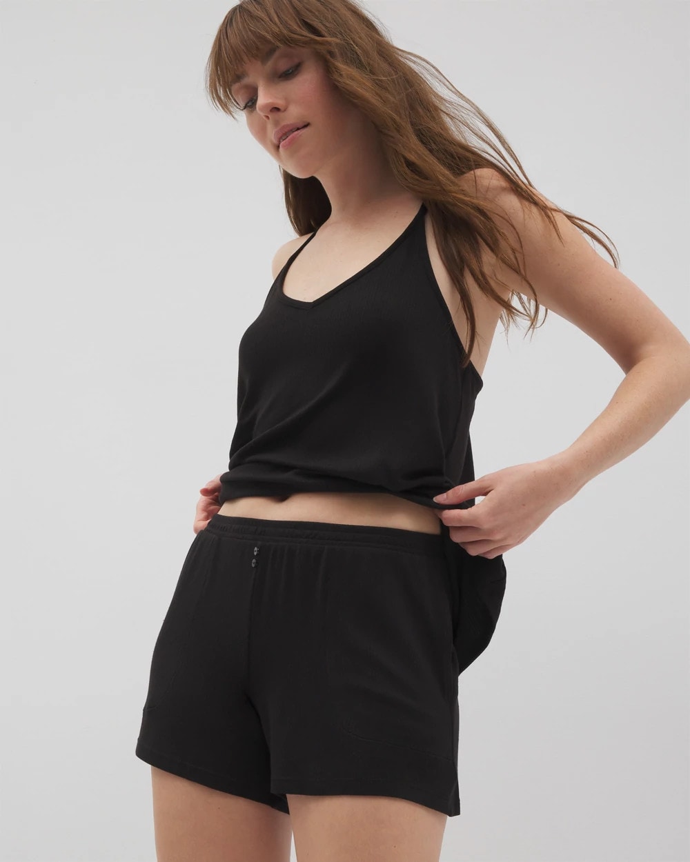 Lightweight Rib Knit Pajama Shorts - BLACK | Soma on sale