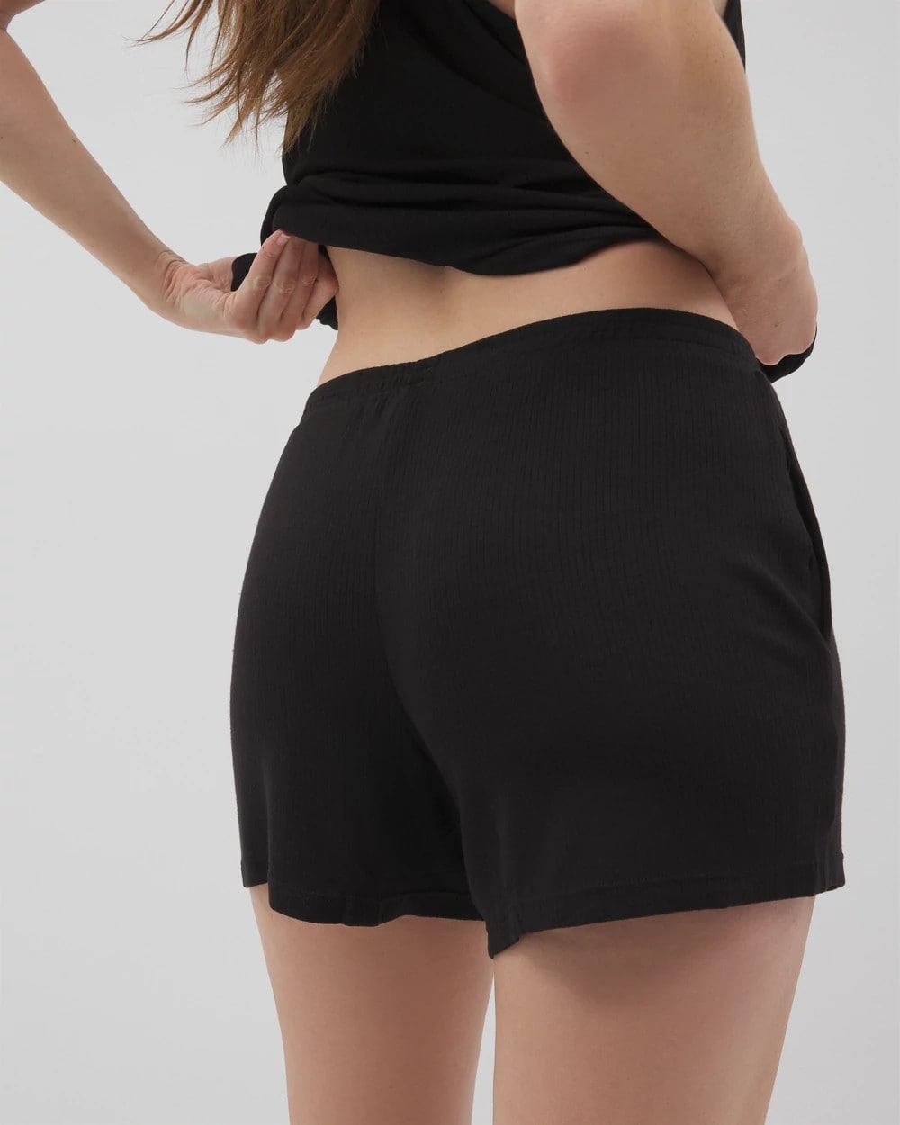 Lightweight Rib Knit Pajama Shorts - BLACK | Soma on sale