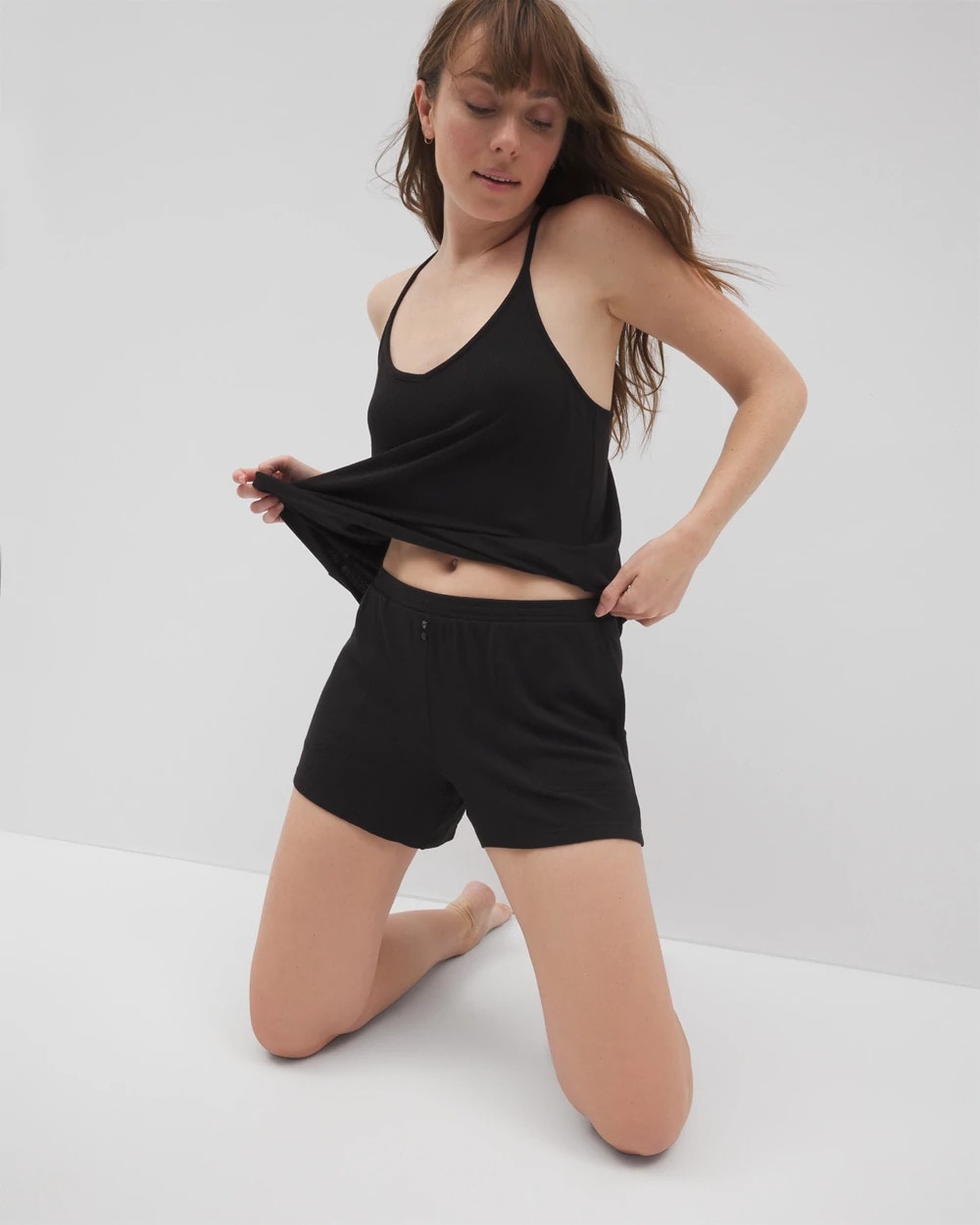 Lightweight Rib Knit Pajama Shorts - BLACK | Soma on sale