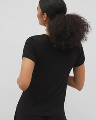 Lightweight Rib Knit Short Sleeve Pajama Tee - BLACK | Soma Online
