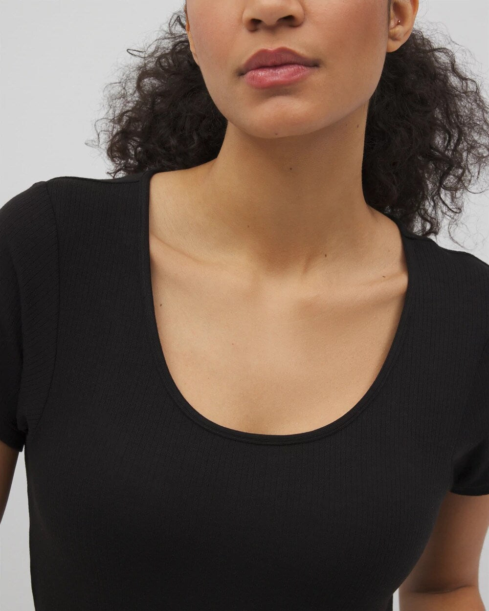 Lightweight Rib Knit Short Sleeve Pajama Tee - BLACK | Soma Online