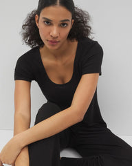 Lightweight Rib Knit Short Sleeve Pajama Tee - BLACK | Soma Online