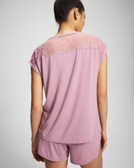 Short Sleeve Lace Pajama Tee - LILAC WINE | Soma Online