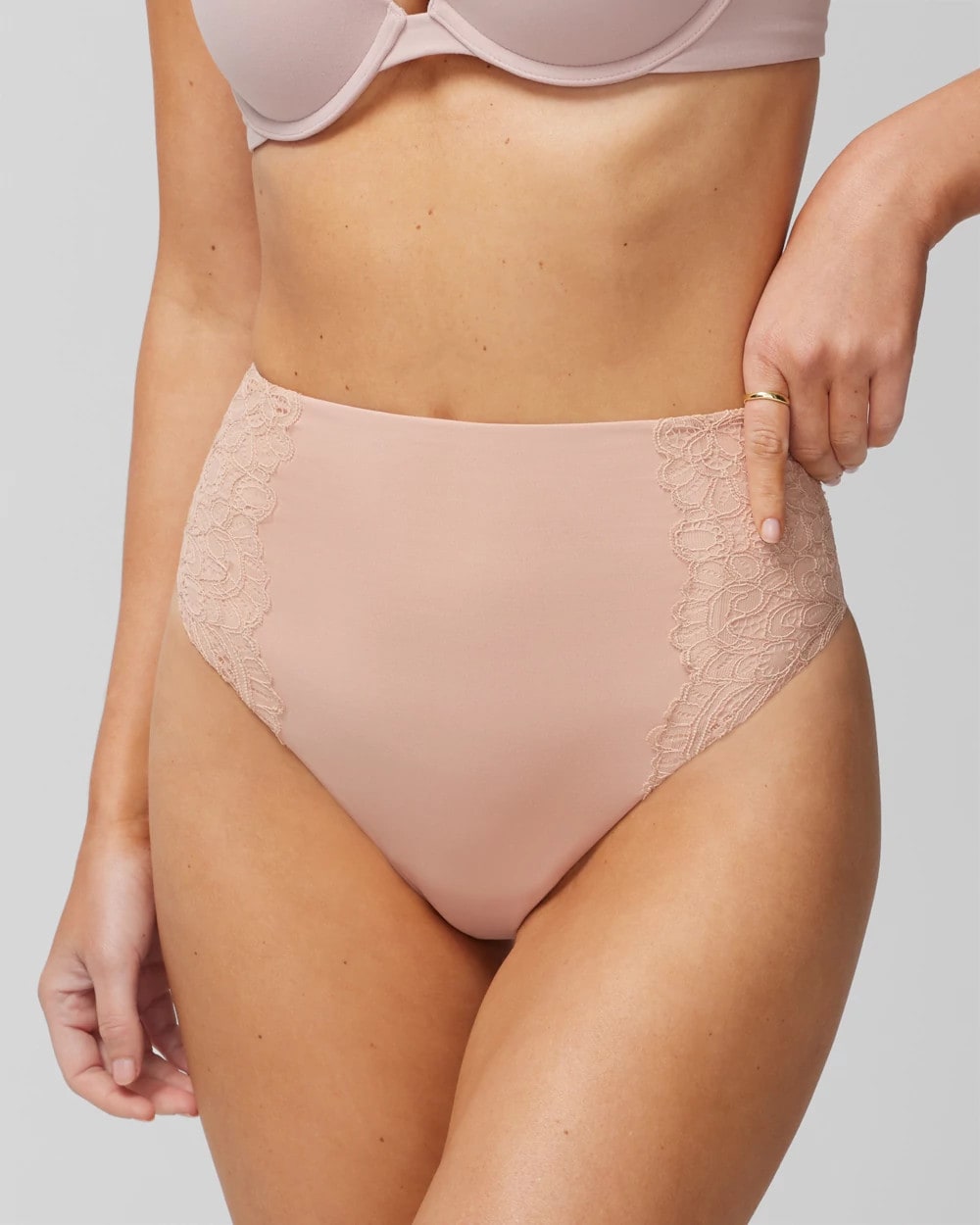 High-Waist Thong Panty With Lace - HUSH | Soma outlet
