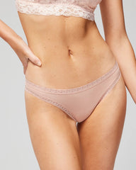 Cotton Thong Panty with Lace Trim - HUSH | Soma near me