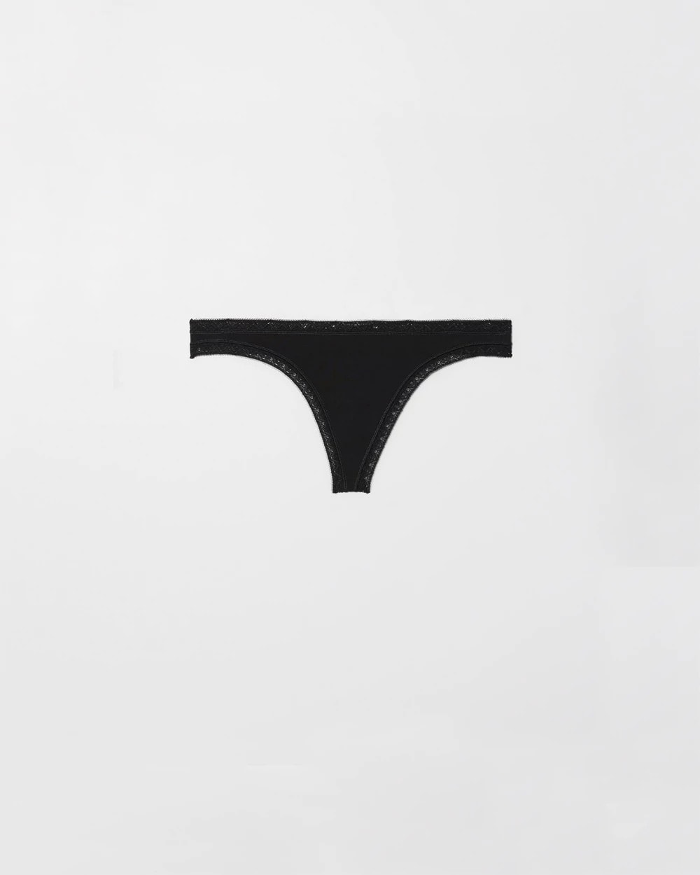 Cotton Thong Panty with Lace Trim - BLACK | Soma for sale