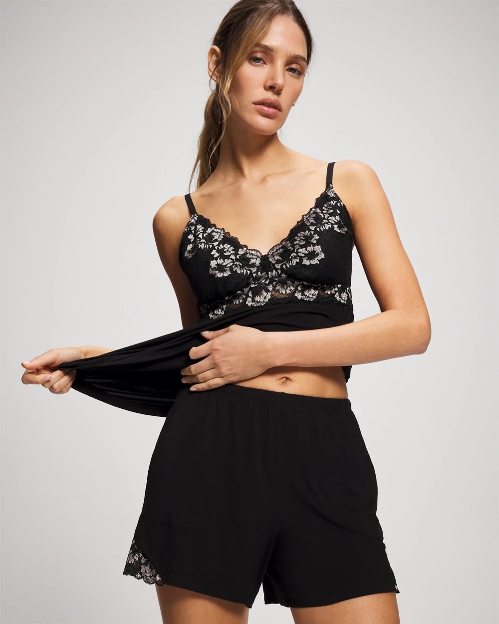 Lace Trim Shorts - BLACK | Soma Online