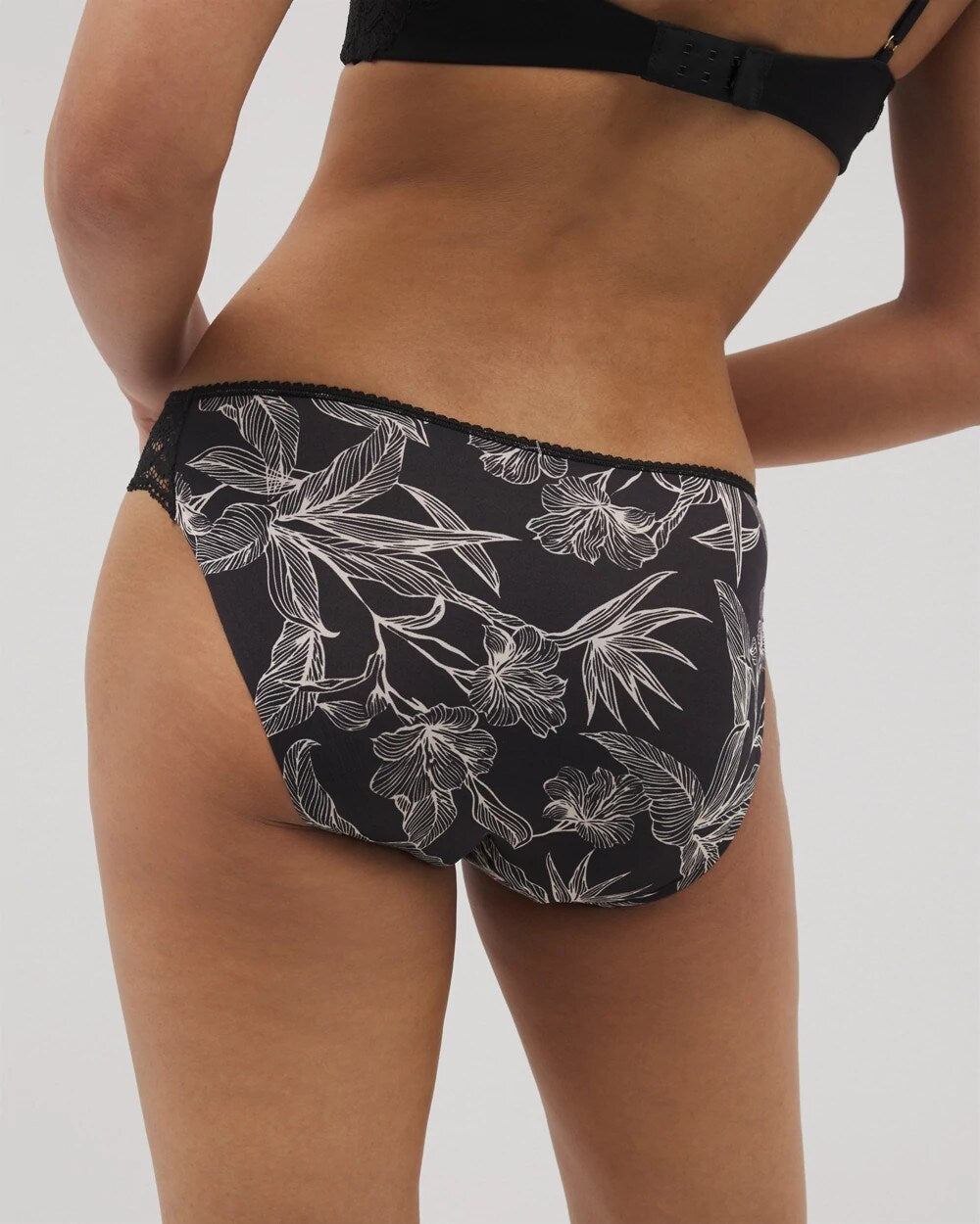 Edge Bikini Panty with Lace - PLUMERIA BLOOMS BLK CH | Soma Online