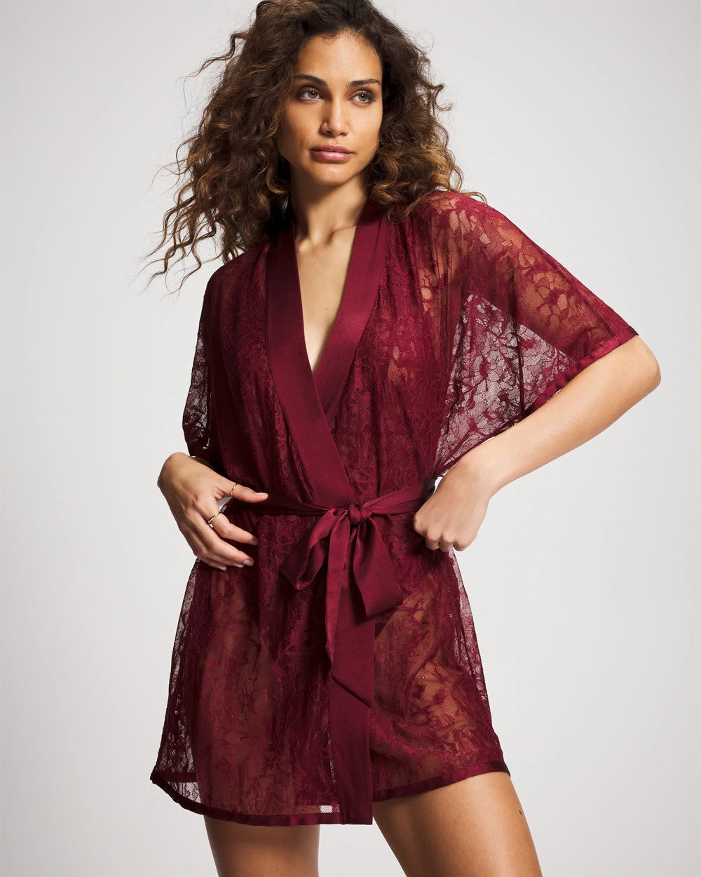 Lace And Silk Robe - RED VELVET | Soma Online
