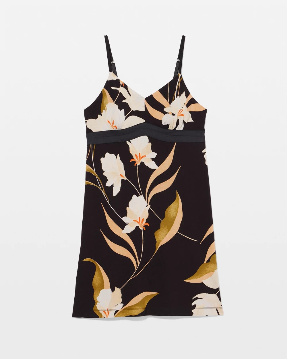 Satin Trim Chemise - MYSTIC BLOOMS BLACK MID | Soma outlet