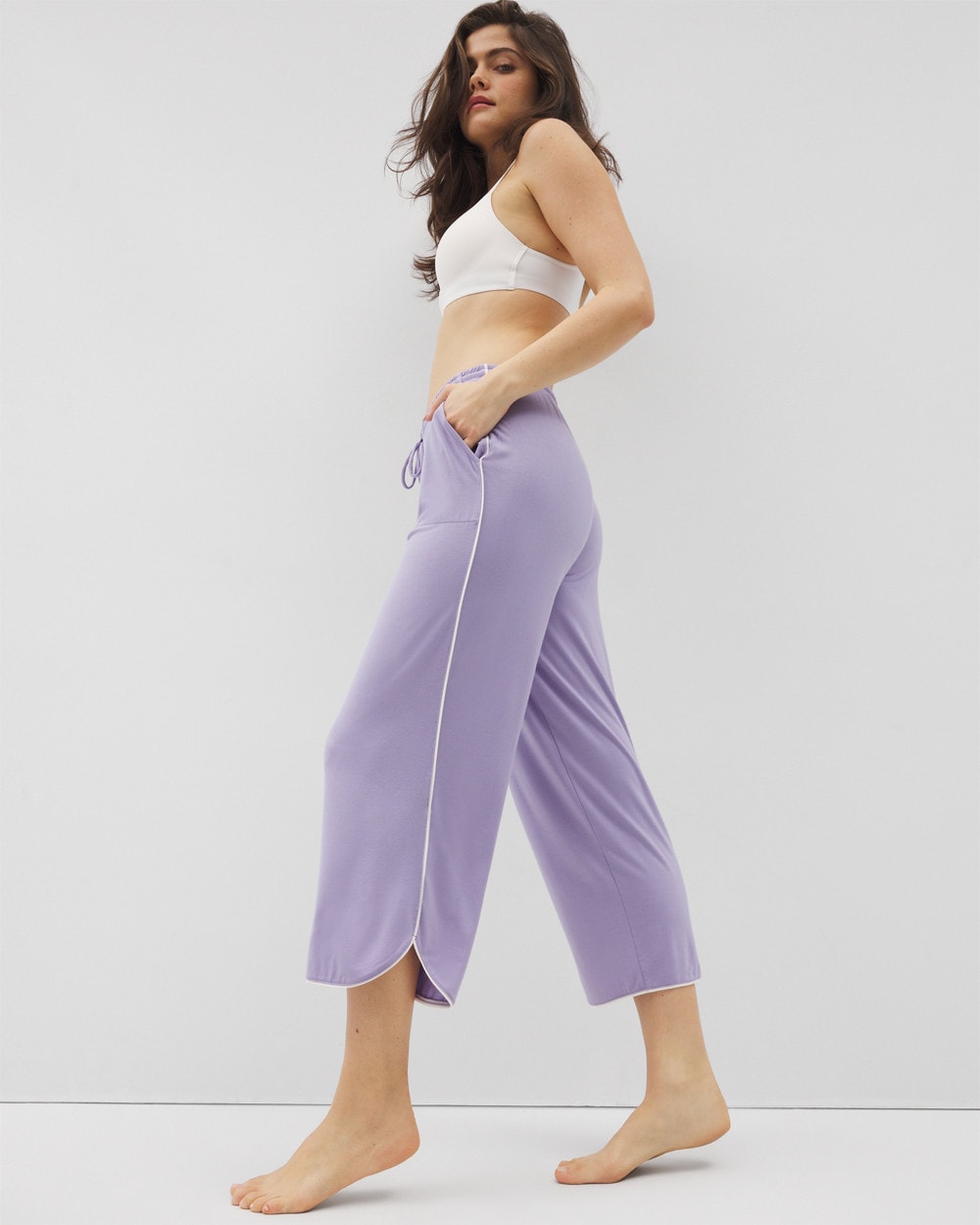 Solid Piped Crop Pajama Pant - JACARANDA | Soma near me