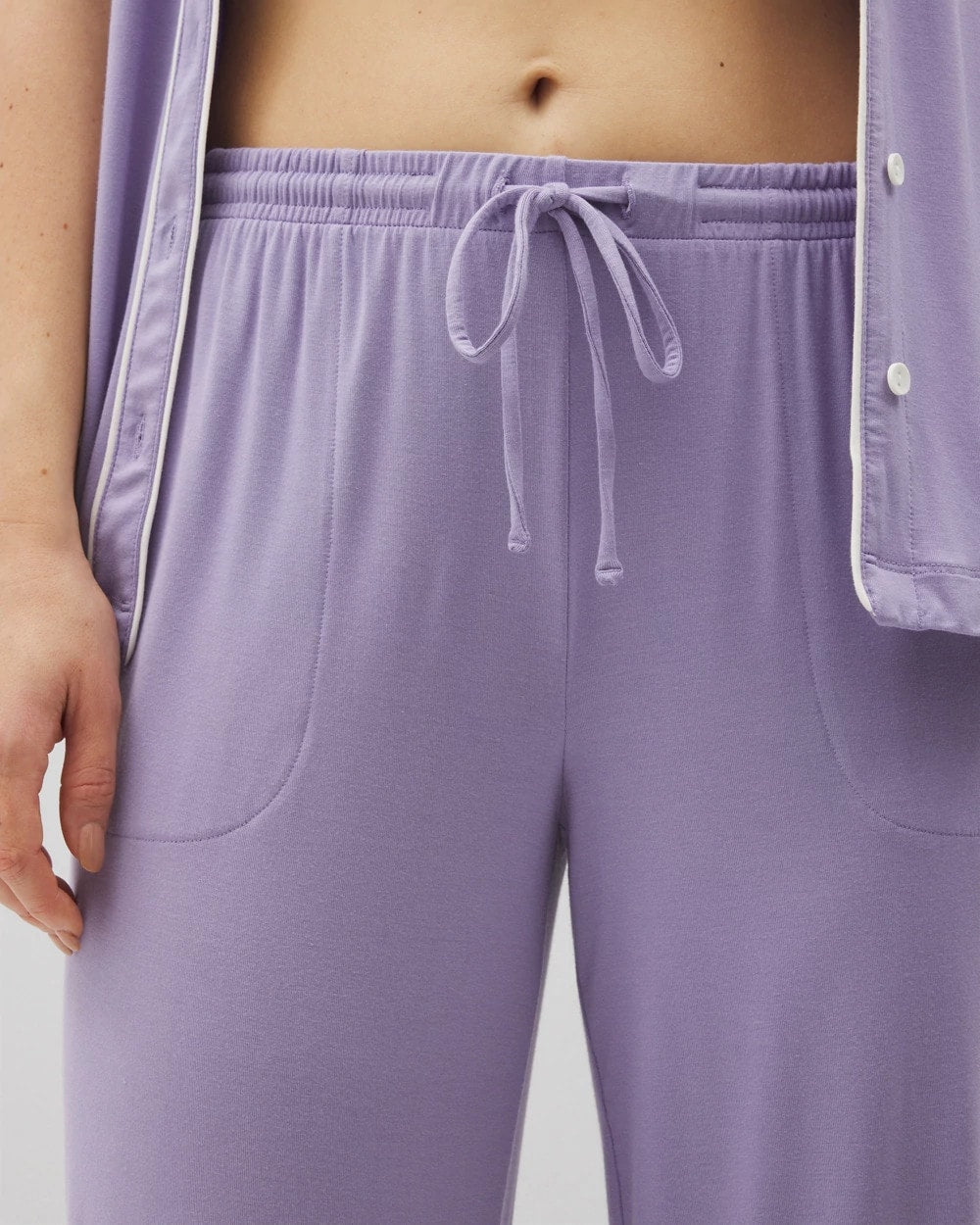 Solid Piped Crop Pajama Pant - JACARANDA | Soma near me