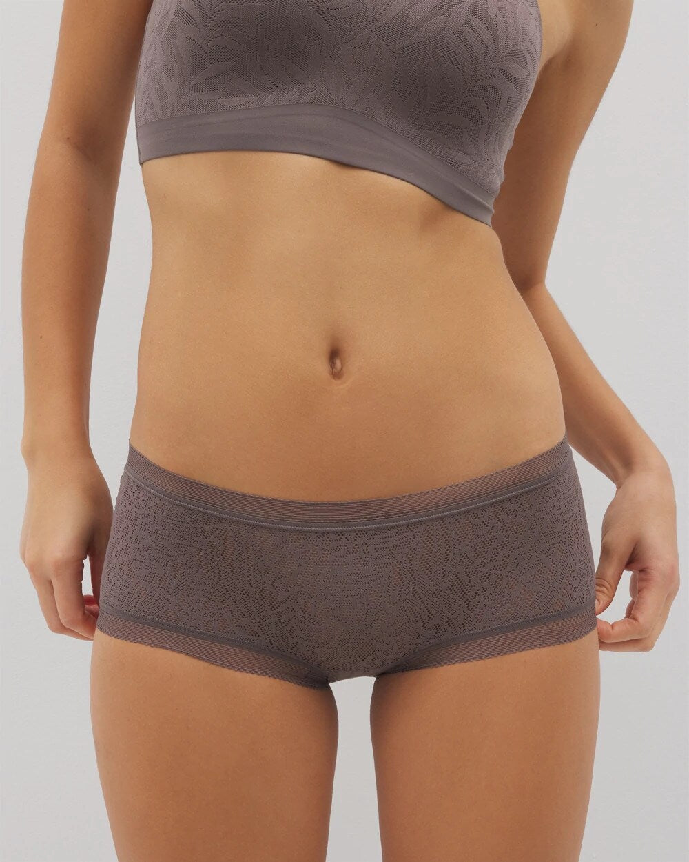 Soma Boyshort Panty with Stretch Lace - GRAY ABYSS | Soma outlet