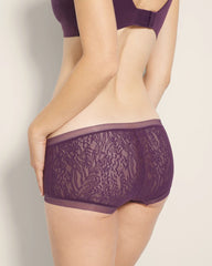 Soma Boyshort Panty with Stretch Lace - BLACKBERRY WINE | Soma sale