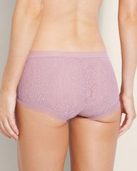 Soma Boyshort Panty with Stretch Lace - ELDERBERRY | Soma on sale