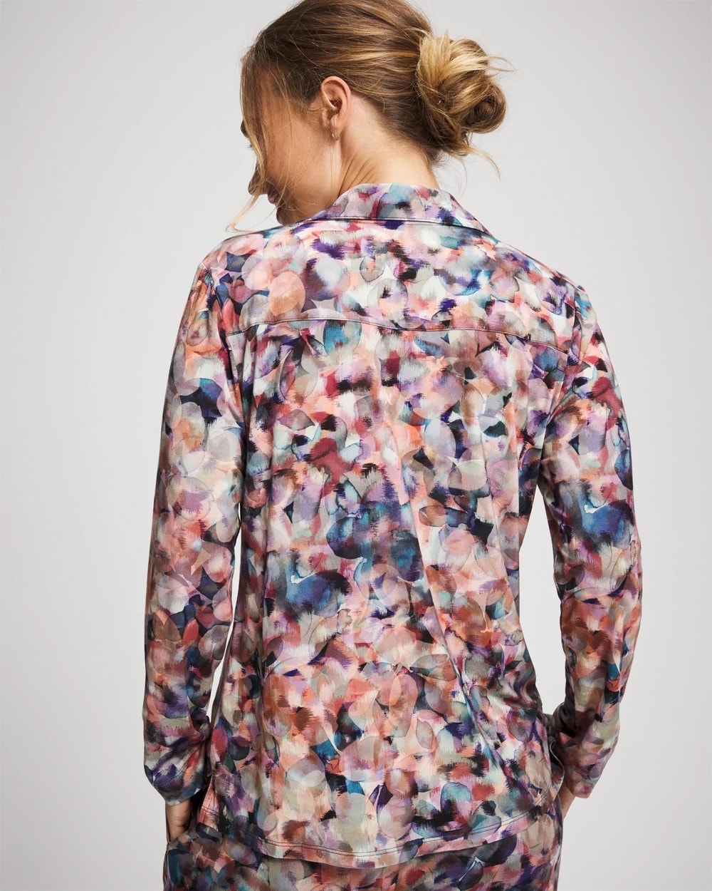 Long-Sleeve Notch Collar Pajama Top - PETAL MOSAIC PETROL | Soma on sale