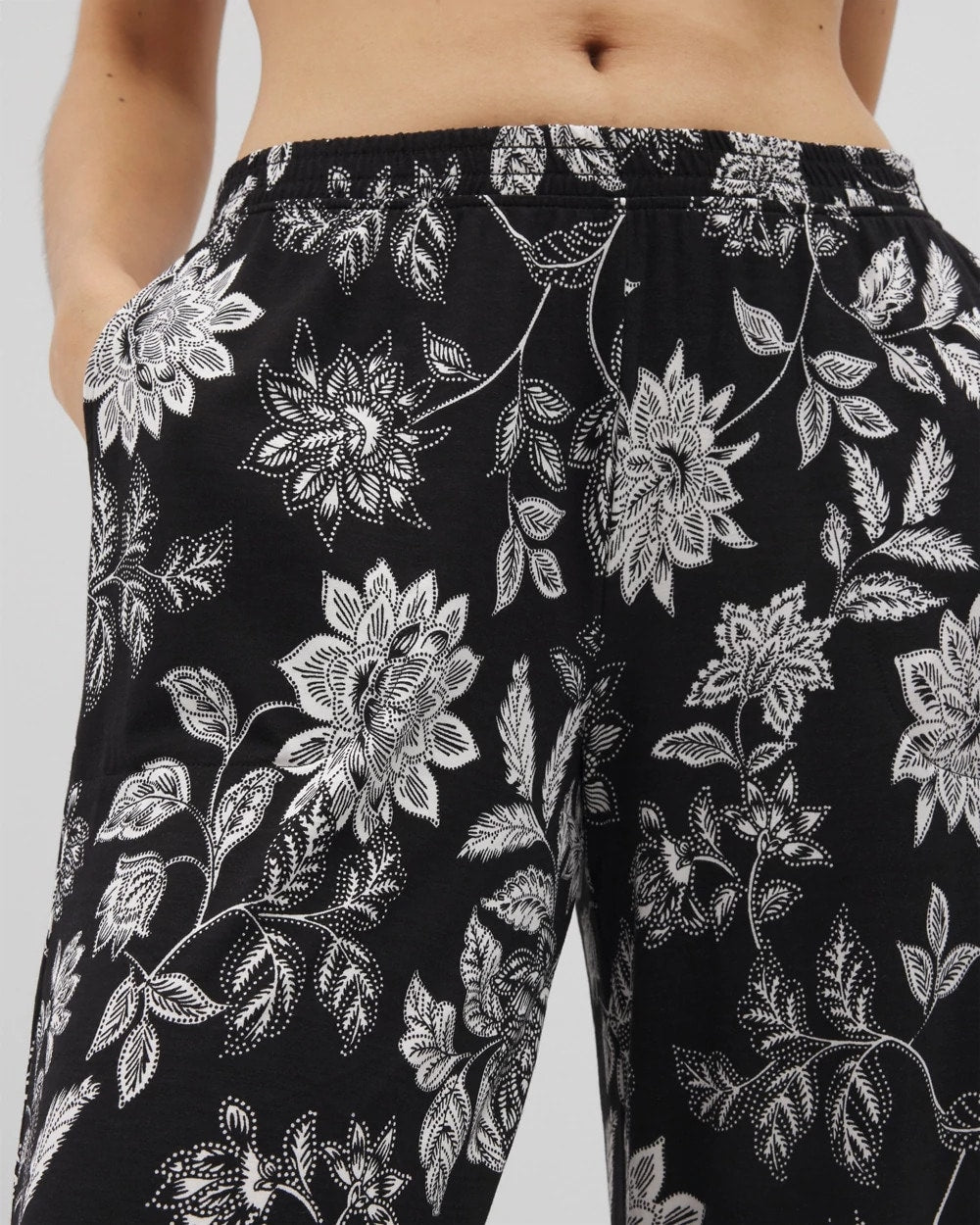 Cropped Pajama Pants - MEANDERING GARDEN BLACK | Soma discount