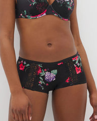 Boyshort Panty with Enchanting Lace - RHAPSODY FLORA MINI BLACK | Soma Online