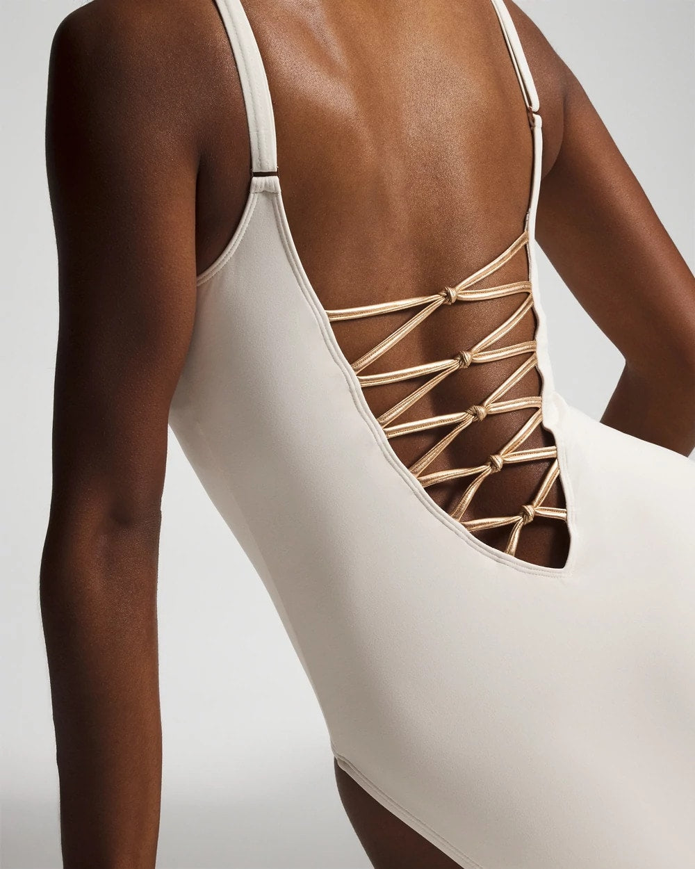 Let’s Get Knotty Lace-Down One-Piece Suit - COCONUT/ROSE GOLD | Soma outlet