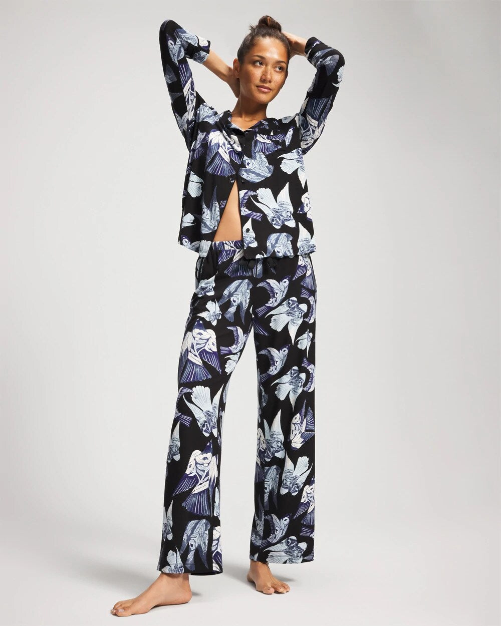 Satin Trim Pajama Pant - WHIMSICAL WINGS BLK MID | Soma sale