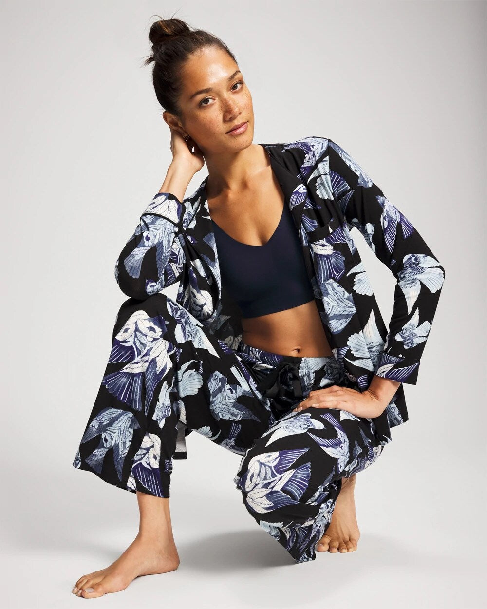 Satin Trim Pajama Pant - WHIMSICAL WINGS BLK MID | Soma sale