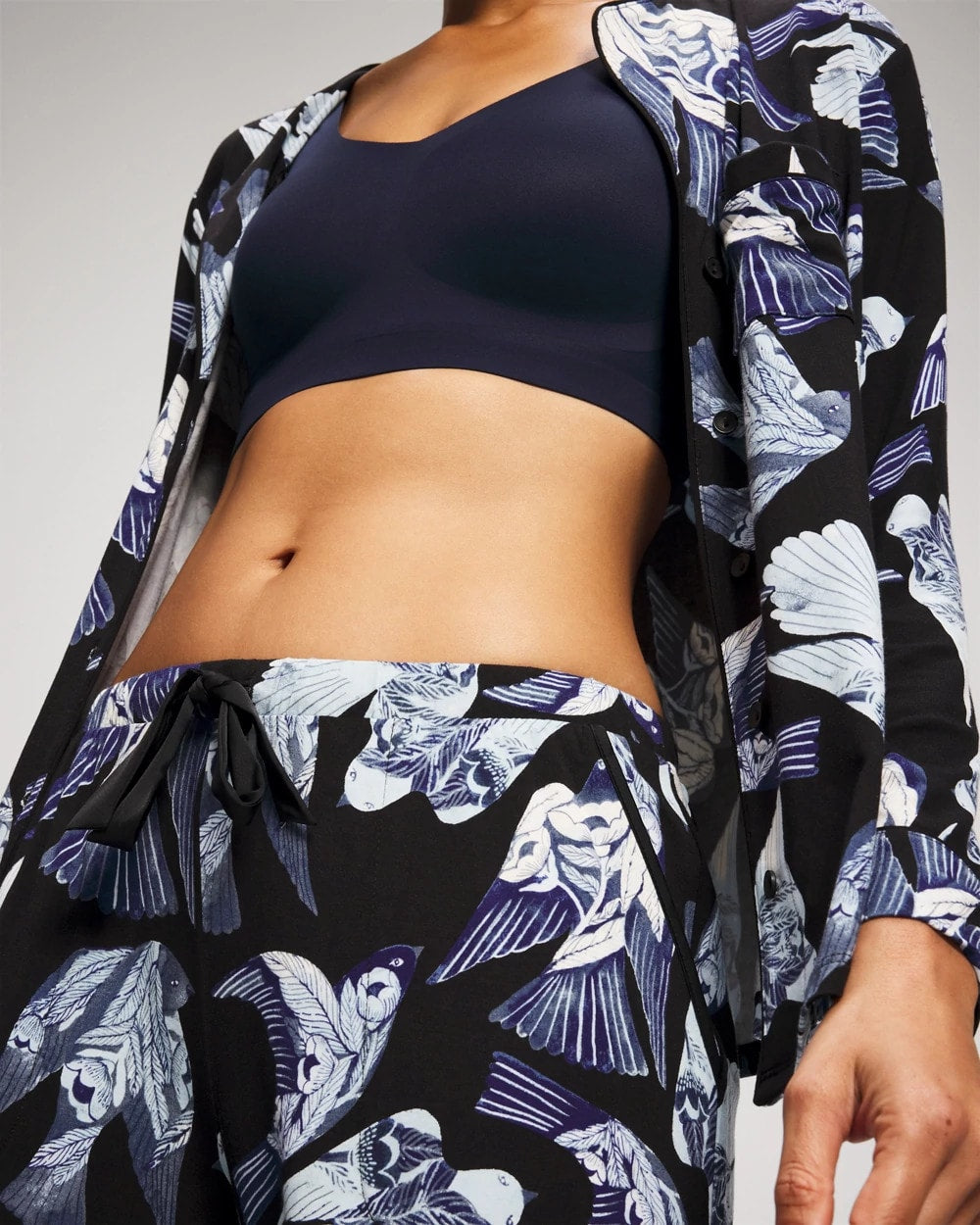 Satin Trim Pajama Pant - WHIMSICAL WINGS BLK MID | Soma sale