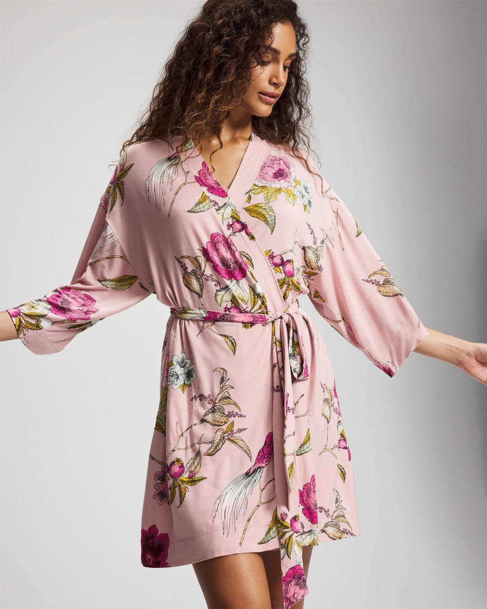 Kimono Short Robe - FEATHERED FANCY PINK | Soma Online