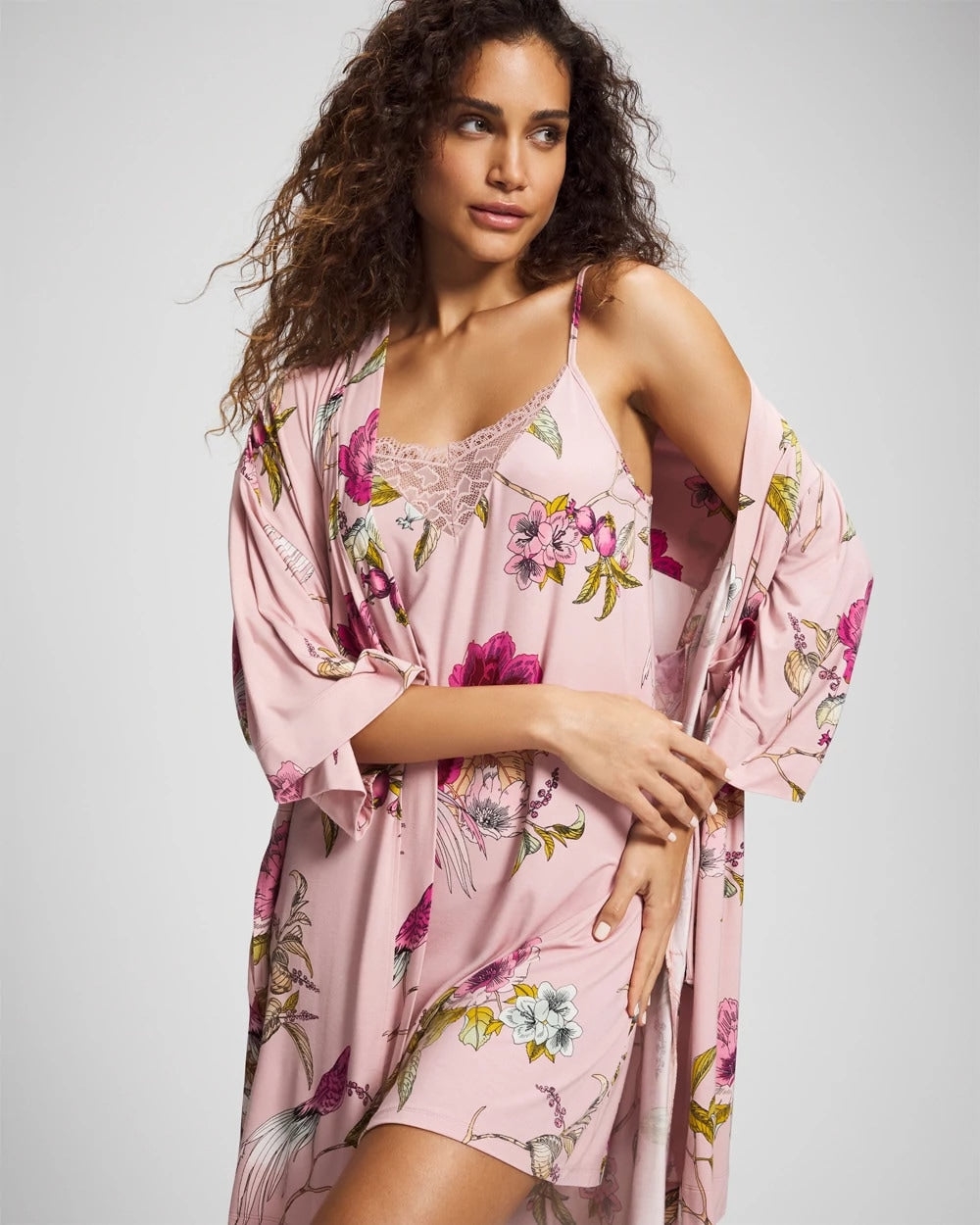 Kimono Short Robe - FEATHERED FANCY PINK | Soma Online