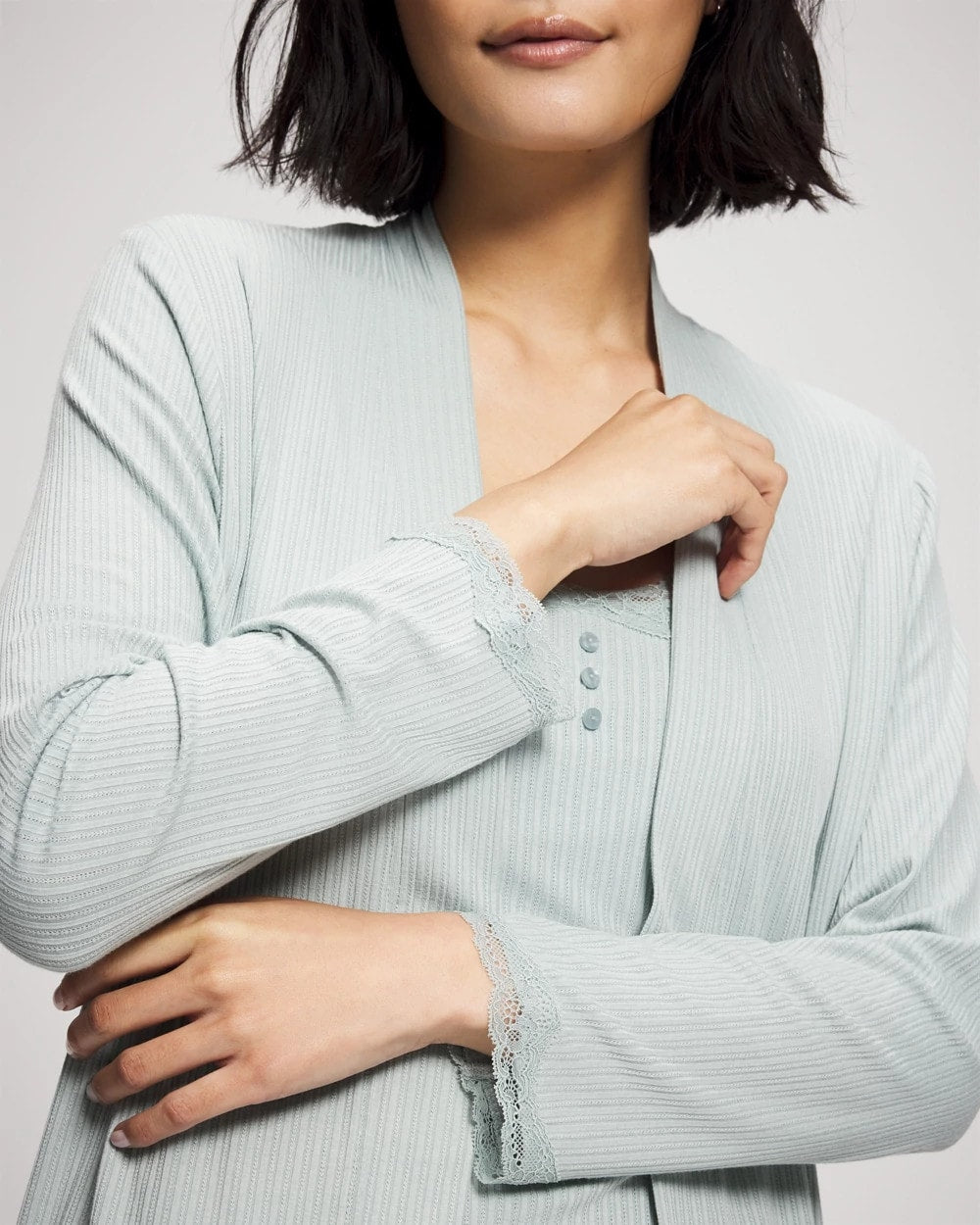 Pointelle Pajama Cardi - GREEN MIST | Soma for sale