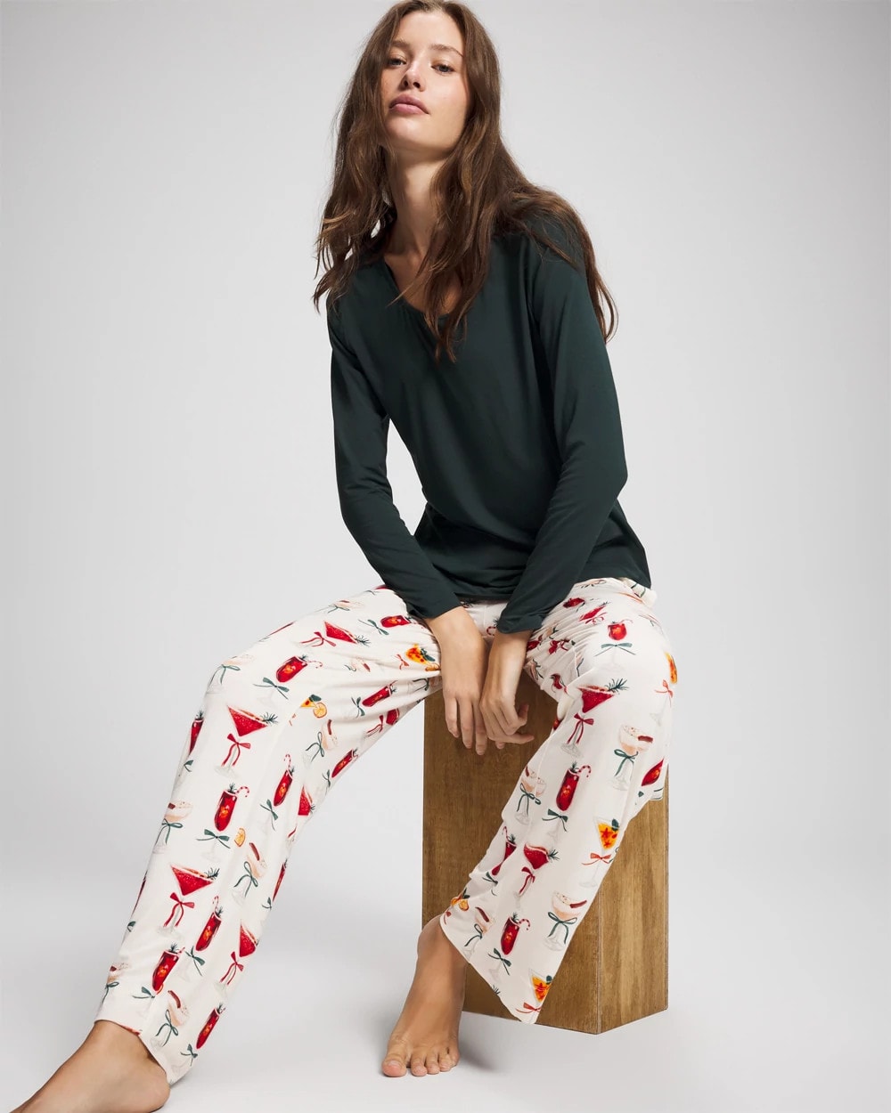 Packaged Long-Sleeve Pant Pajama Set - MERRY MIXES CHAMP | Soma Online
