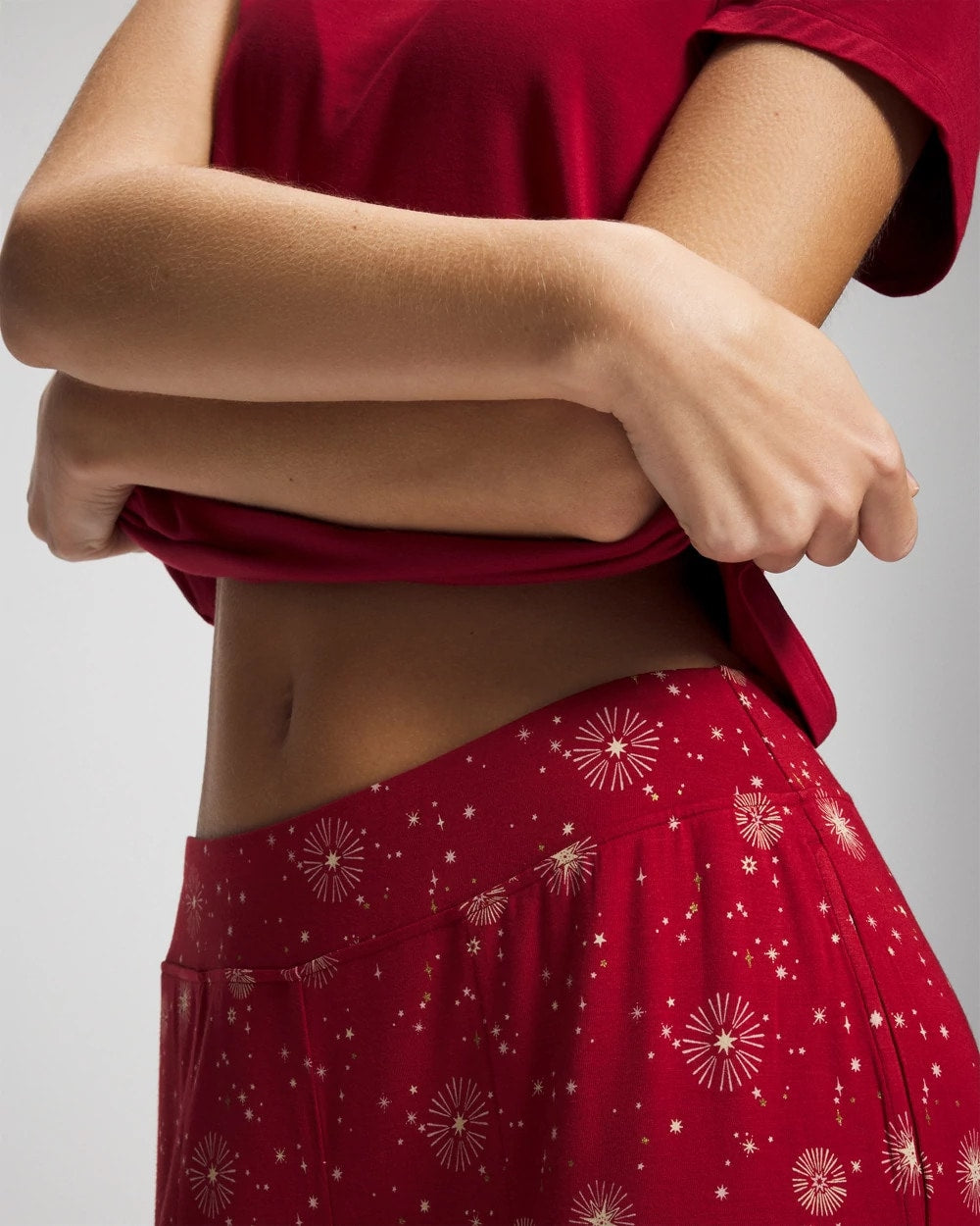Packaged Short-Sleeve Pant Pajama Set - FIRST NIGHT RED/FOIL | Soma for sale