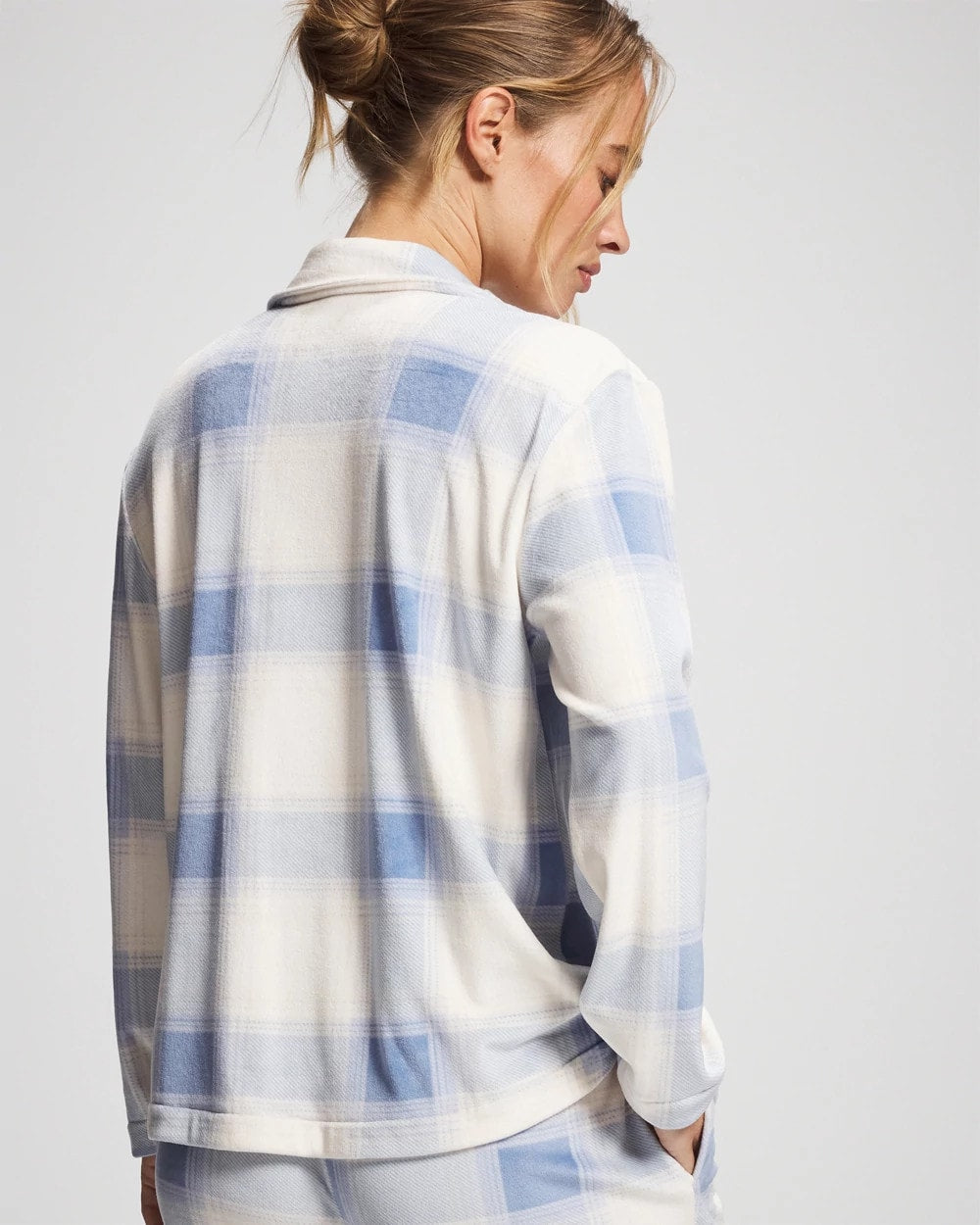 Long Sleeve Pajama Set - FROSTED PLAID BLUE | Soma for sale
