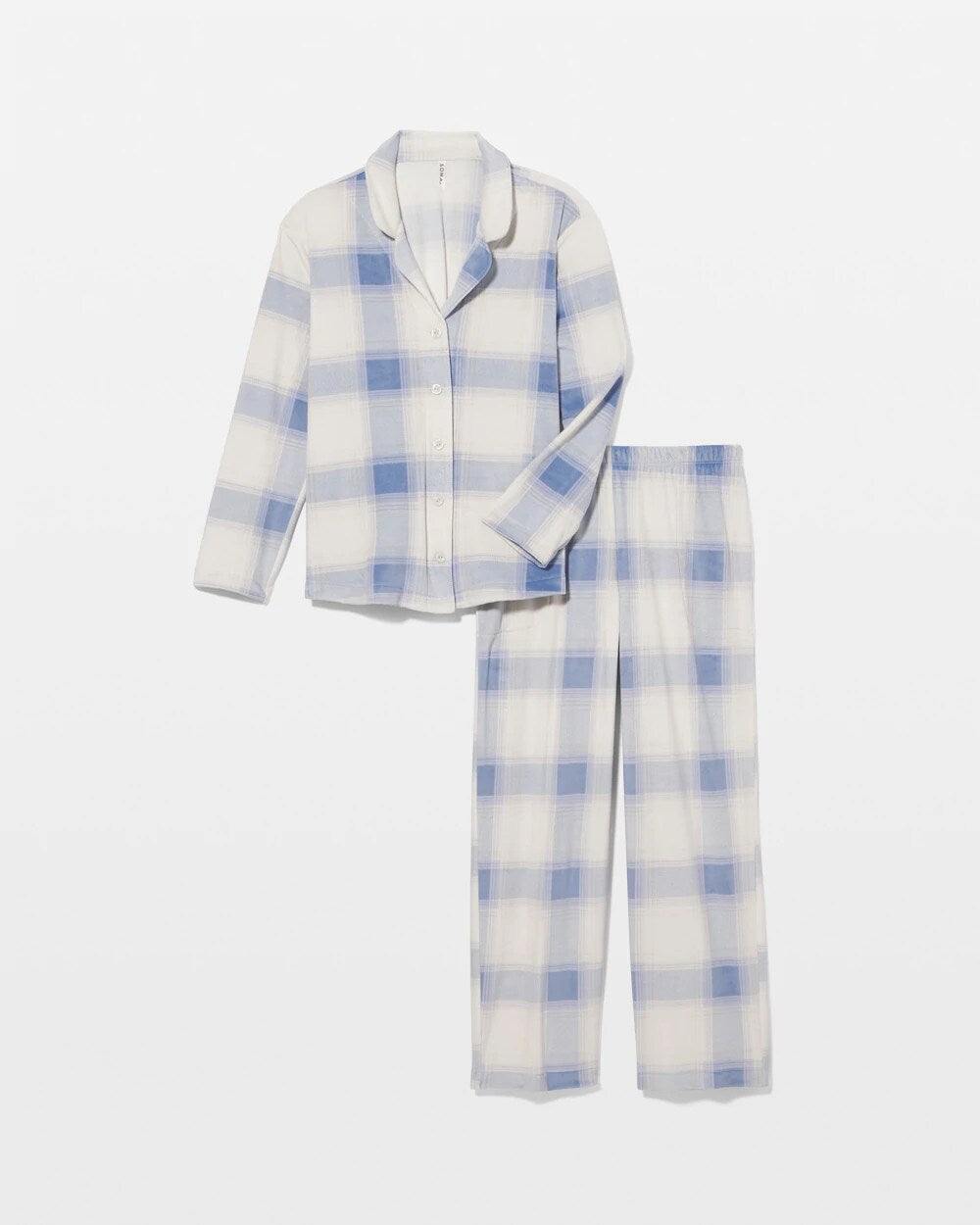 Long Sleeve Pajama Set - FROSTED PLAID BLUE | Soma for sale