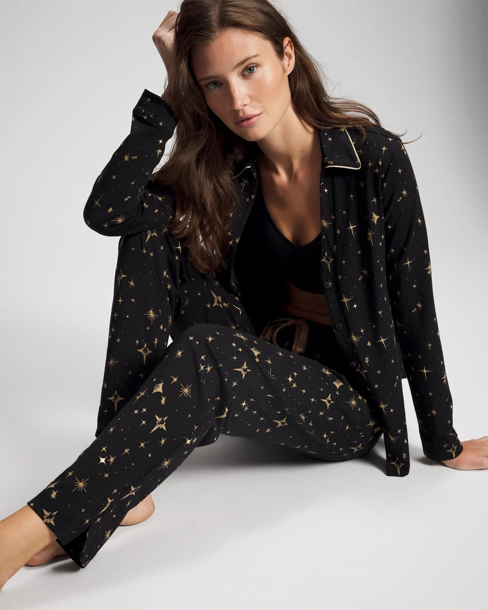 Ankle Pajama Pant - STELLAR SCENE BLACK/FOIL | Soma discount